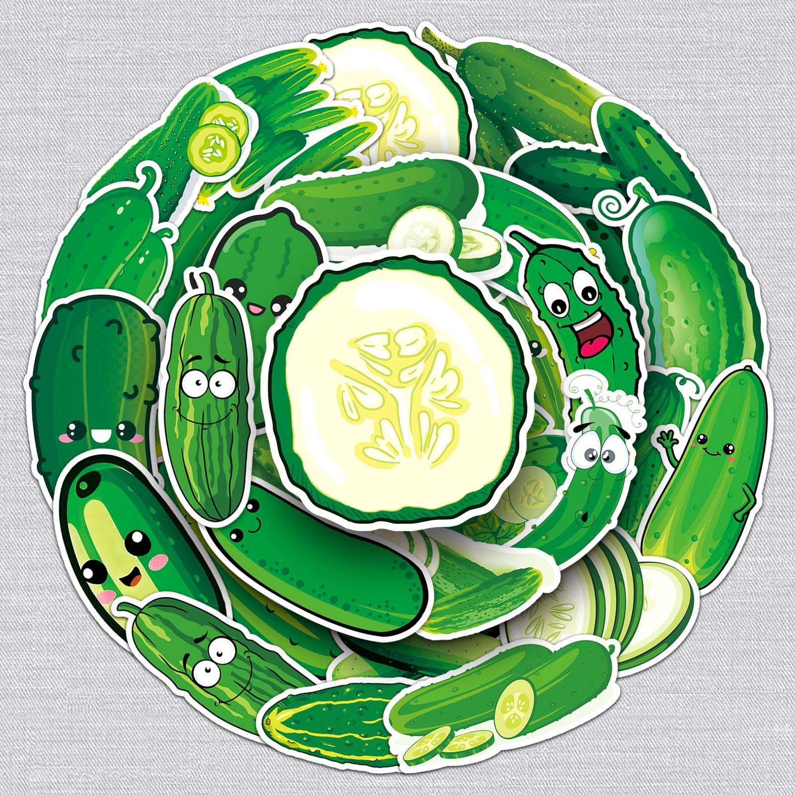 50 Pcs Cucumber Stickers for Kids Teens Adults Boys Girls Gift,Stickers Pack for Laptop,Skateboard,Luggage,Car,Bike, Cup,Computer,Water Bottle Decor,Cucumber Vinyl Waterproof Sticker Decals