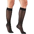 Truform Sheer Compression Stockings, 15-20 mmHg, Women's Knee High Length, 20 Denier, Black, Large