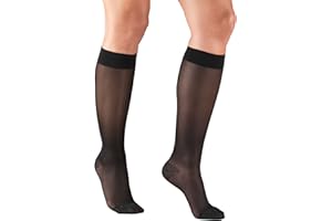 Truform Sheer Compression Stockings, 15-20 mmHg, Women's Knee High Length, 20 Denier, Black, Large