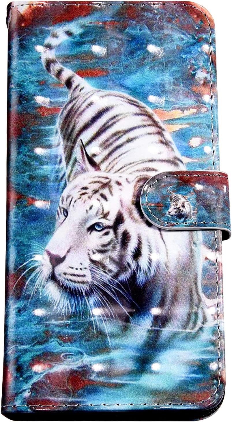 Felfy Compatible with Redmi 5 Plus Case Leather Flip Wallet Phone Case,Compatible with Redmi 5 Plus Flip Case Cover Flower Dog Wolf Cat Fashion Pattern Leather Case with Magnetic and Card Slot