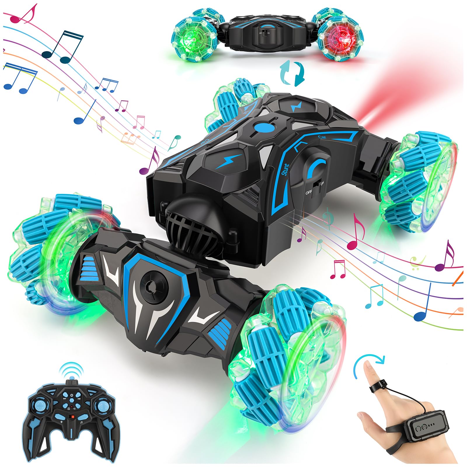 Photo 1 of Gesture Sensing RC Stunt Car, Remote Control Car Toys for Boys 6-8-12, 360° Rotating 4WD Twist Cars with Light Music & Spray, Birthday Gift for Kids Age 6 7 8 9 10 11 12, 2.4Ghz Hand Controlled Toy