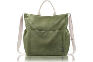 Prite Corduroy Tote Bag for Women, Large Zippered Messenger Bag with Pockets, Hobo Handbag for Shopping, Work, College