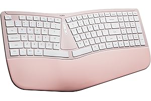 Nulea RT07B Wireless Ergonomic Keyboard - Split Keyboard, Wrist Rest, Natural Typing, Bluetooth and USB Connectivity, USB-C R