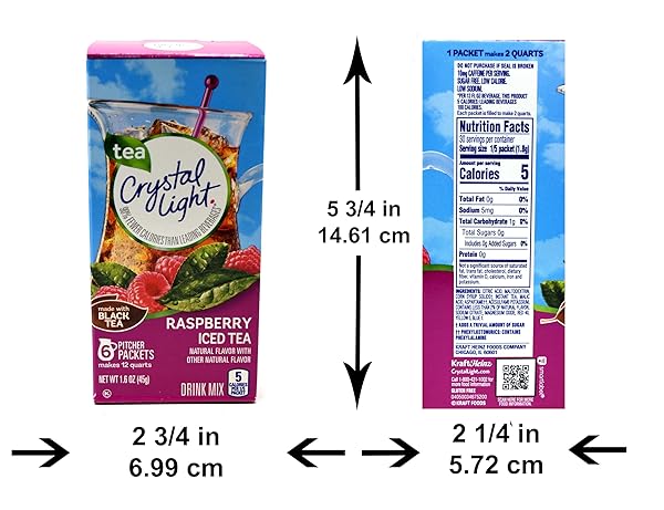 CRYSTAL LIGHT PITCHER PACKETS, RASPBERRY ICED TEA, 1.6 OZ
