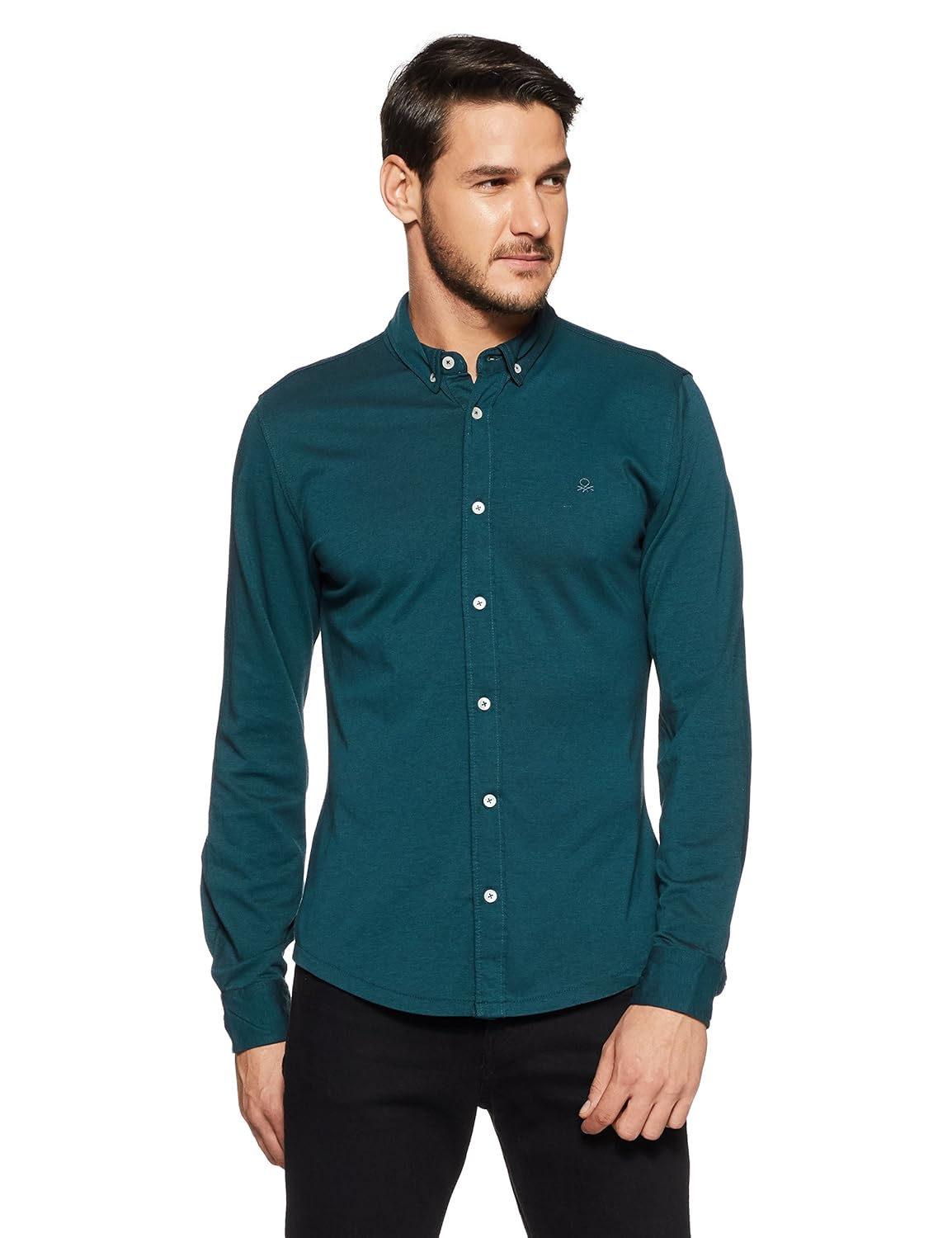 united colors of benetton men's solid slim fit casual shirt