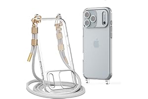 Lawonda for iPhone 17 Pro Case with Strap, Clear Shockproof Crossbody Phone Cover w/Removable Anti-Theft Adjustable Lanyard for Women, Travel, Shopping, Hiking (6.3", Grey)