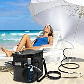 Neitra 20L Bucket Portable Outdoor Backyard Misting Systems | 5000Mah Water Pump 9.8FT Hose 8.2FT Cobra Mist Stand Umbrella Poultry Camping Standing Misters for Outside Patio
