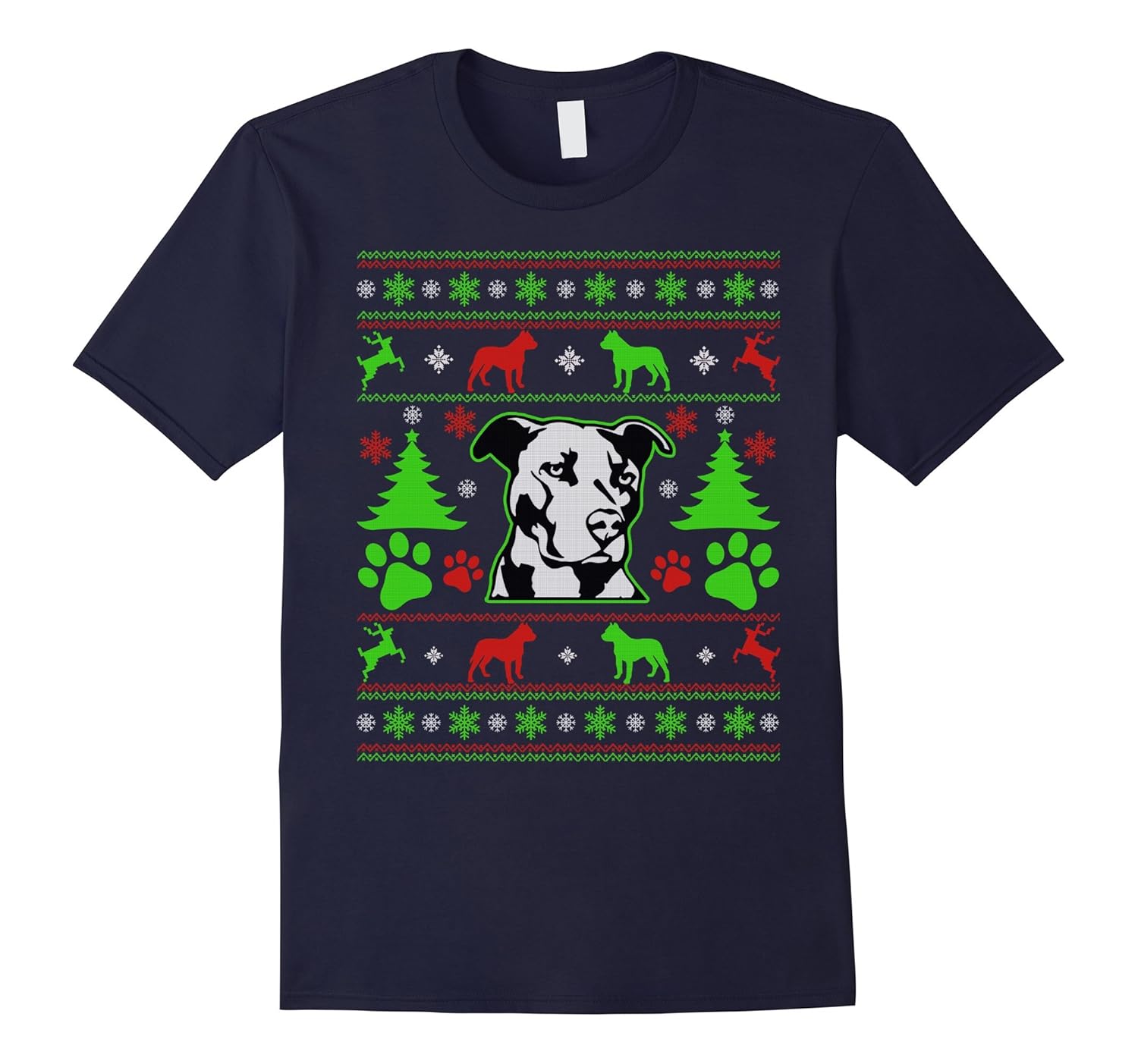 Pitbull Ugly Christmas Sweater T-shirt 5 Colors-Rose