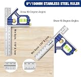 WORKPRO 6 Inch Carpentry Squares 150 mm Combination Square with Bubble Level view 8