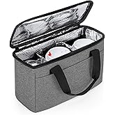 Trunab Reusable 3 Cups Drink Carrier for Delivery with Adjustable Dividers, Insulated Drink Caddy Holder Bag for Take Out, Beverages Carrier Tote with Handle for Outdoors,Patented Design, Grey