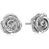 Amazon Essentials 925 Sterling Silver Rose Gold Earrings for Women, Nickel-Free Hypoallergenic Jewelry Gift, Push Back Stud Earrings