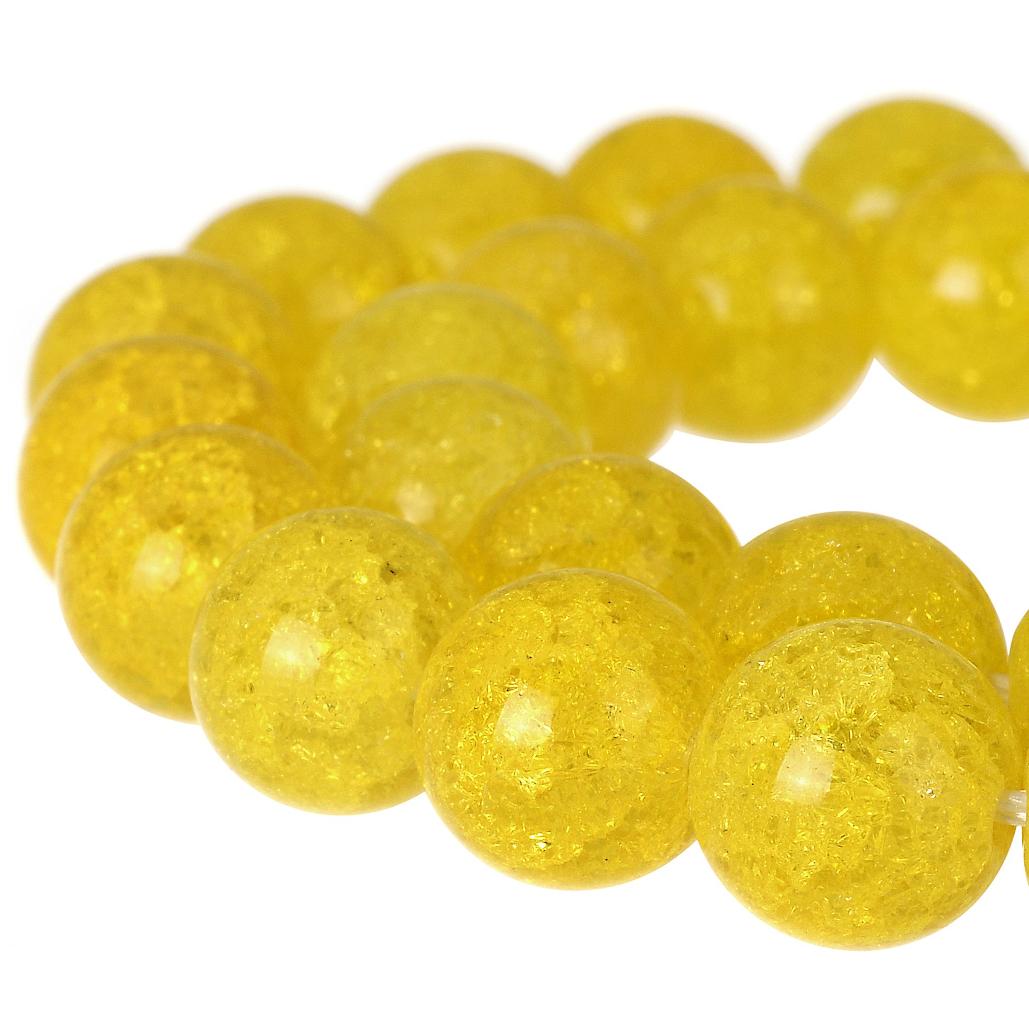 RUBYCA Round Crackle Druk Czech Crystal Pressed Glass Beads for Jewellery Making 6mm Strand, Yellow