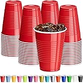 DecorRack Red Plastic Cups, 12 oz Disposable Cups, Reusable Party Supplies (40 Count)