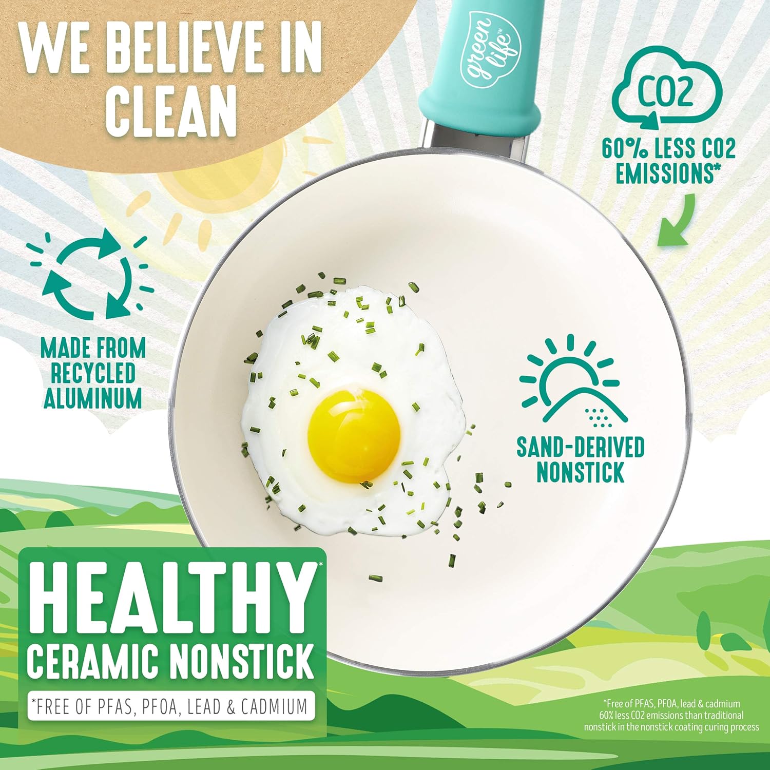 GreenLife Soft Grip 16pc Ceramic Non-Stick Cookware Set, Turquoise - CC001007-001: Kitchen & Dining