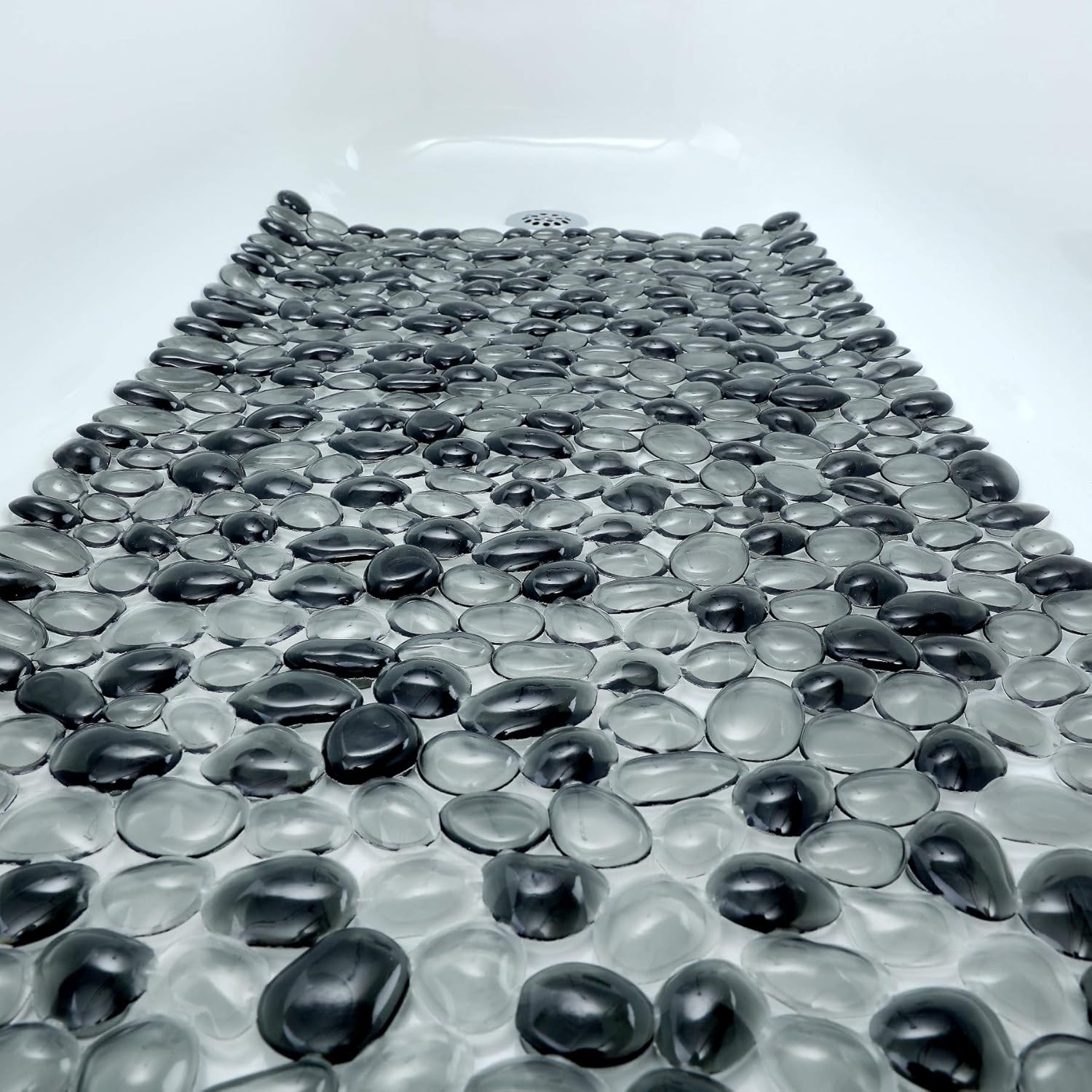 SlipX Solutions Dark Gray Extra Long Pebble Bath Mat Feels Great on Tired Feet & Helps Prevent Slips (Looks Like River Rock, 188 Suction Cups, Machine Washable): Home & Kitchen