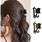 2pcs Winter Cat Hair Clips - Cute Black Brown Cat Claw Clips Small Size Winter Hair Claw Clips for Thin/Thick Hair Style, Acrylic Hair Clips Accessories for Women Girls Holiday Party Gifts