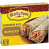 Old El Paso Burrito Dinner Kit, Box Includes 8 Soft Tortillas, Mild Burrito Sauce and Burrito Seasoning Mix, 510 Grams Packag