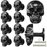 Sanyeyufeng 10 PCS Skull Drawer Knobs, Skeleton Cabinets Knob Skulls Decor Pulls for Drawers, Wardrobe, Bookcase, Dressing Table, Closet (Black)