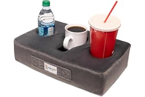 Cup Cozy Pillow (Gray) *As Seen on TV*-The World's Best Cup Holder! Keep Your Drinks Close and Prevent Spills. Use it Anywhere-Couch, Floor, Bed, Man cave, car, RV, Park, Beach and More!