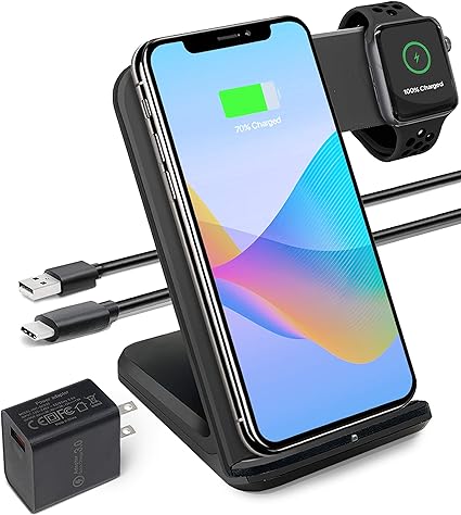 Amazon Com 2 In 1 Qi Wireless Charging Station For Apple Watch