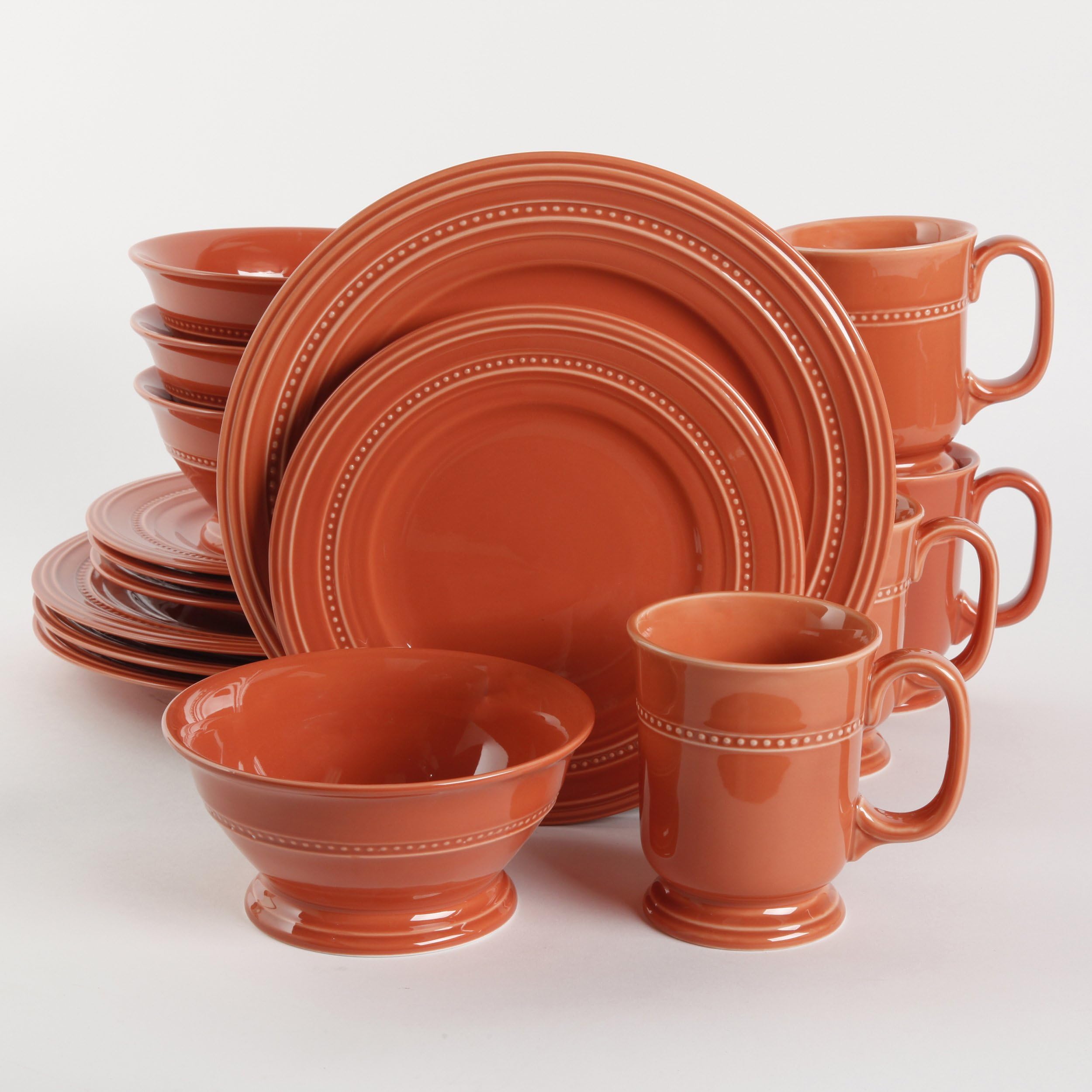 Gibson Elite Barberware 16 Piece Dinnerware Set, Brick