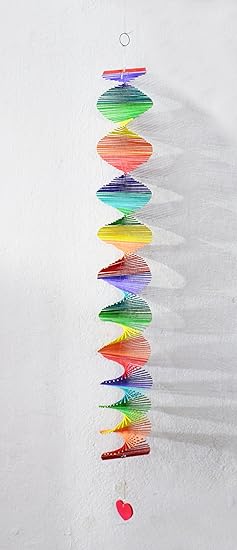 Dorpmarket Wooden Spiral Rainbow Wind Spinner (36cm, Assorted)