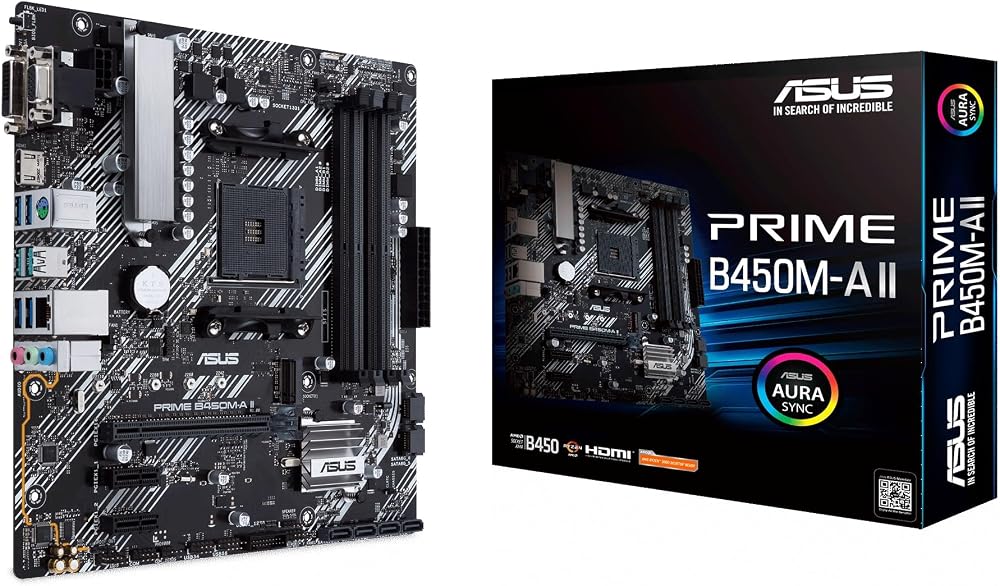 ASUS PRIME B450M-A II Motherboard AMD B450 AM4 Micro ATX M.2 HDMI USB 3.2 Gen 2