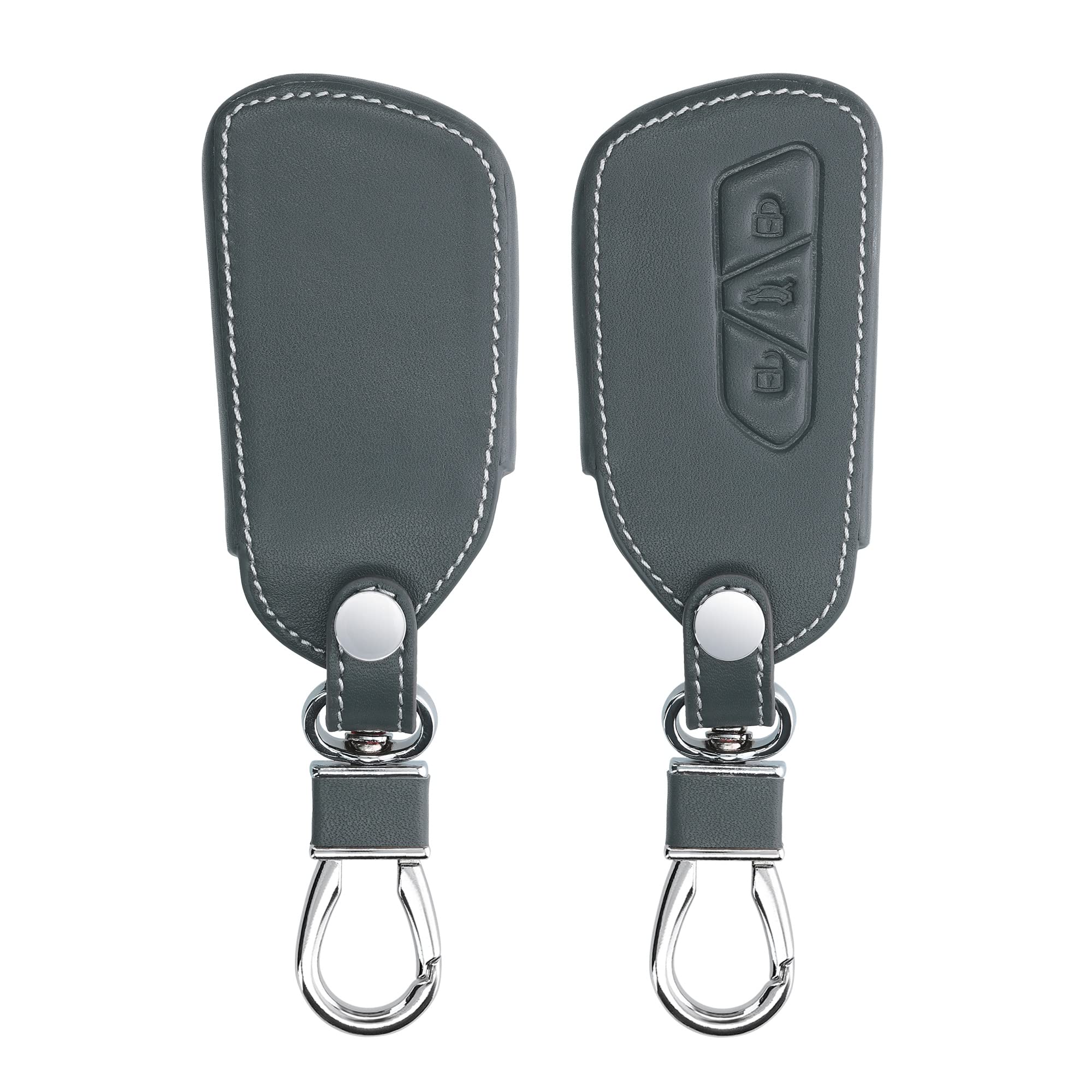 kwmobile Key Cover Compatible with VW Golf 8 3 Button Car Key - Faux Leather Car Key Fob Protector - Anthracite