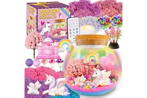 Unicorn Terrarium Crafts Kit for Kids-LED Night Light Up & Remote Unicorn Birthday Gifts Toys for Girls Ages5 6 7 8 9 10 Year