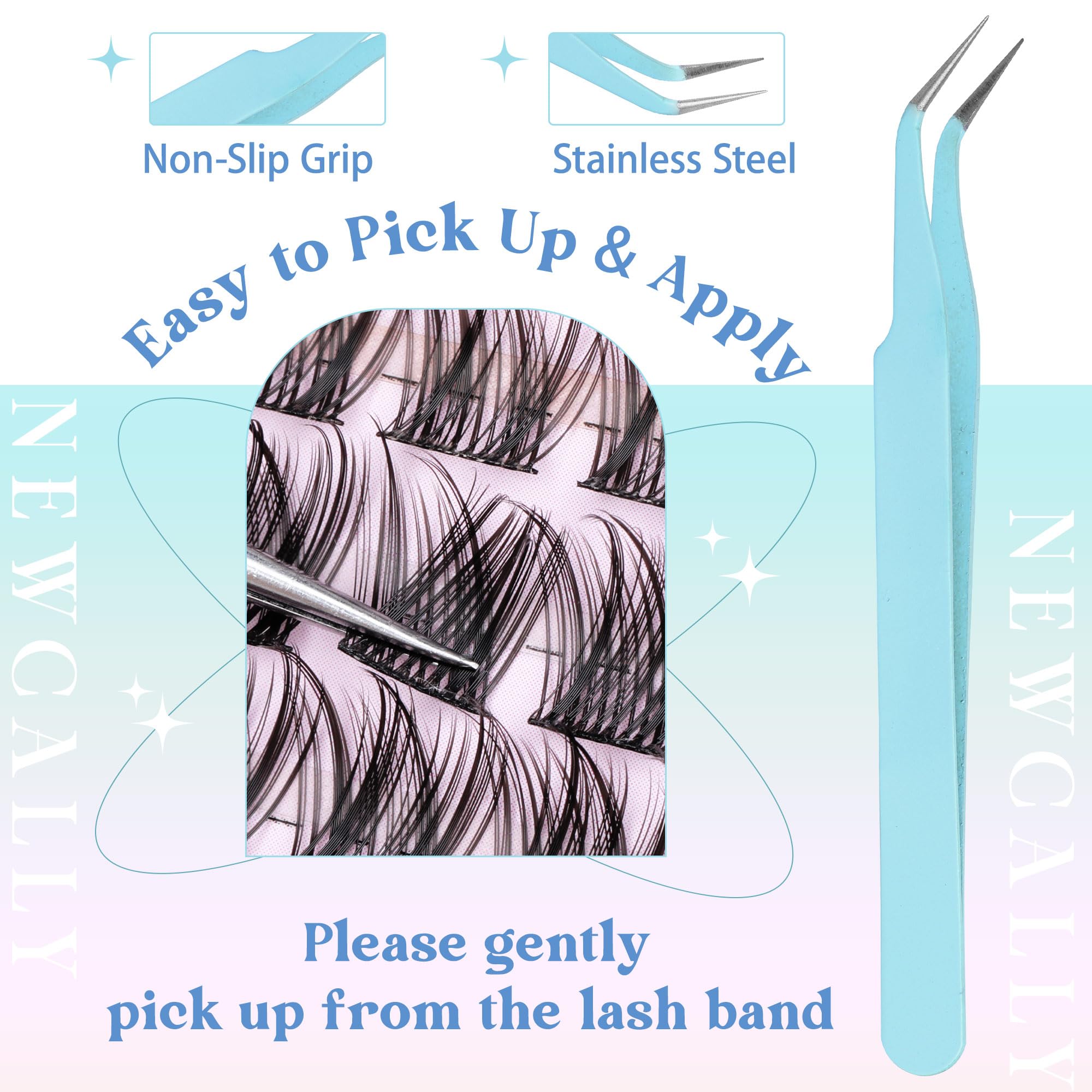 Lash Clusters Kit Wispy Natural Cluster Eyelash Extension Kit DIY Lash Extension Kit C-curly 10-16MM Eyelash Clusters Volume Individual Lashes Kit by Newcally