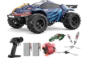 DEERC 9308E 1:16 Fast RC Cars for Boys Age 8-12 RC Monster Truck 40 KPH,All Terrain 4WD High Speed Dinosaur Truck 2 Car Shell,2.4Ghz Off-Road Remote Control Cars with 2 Batteries, Toy Gift for Kids