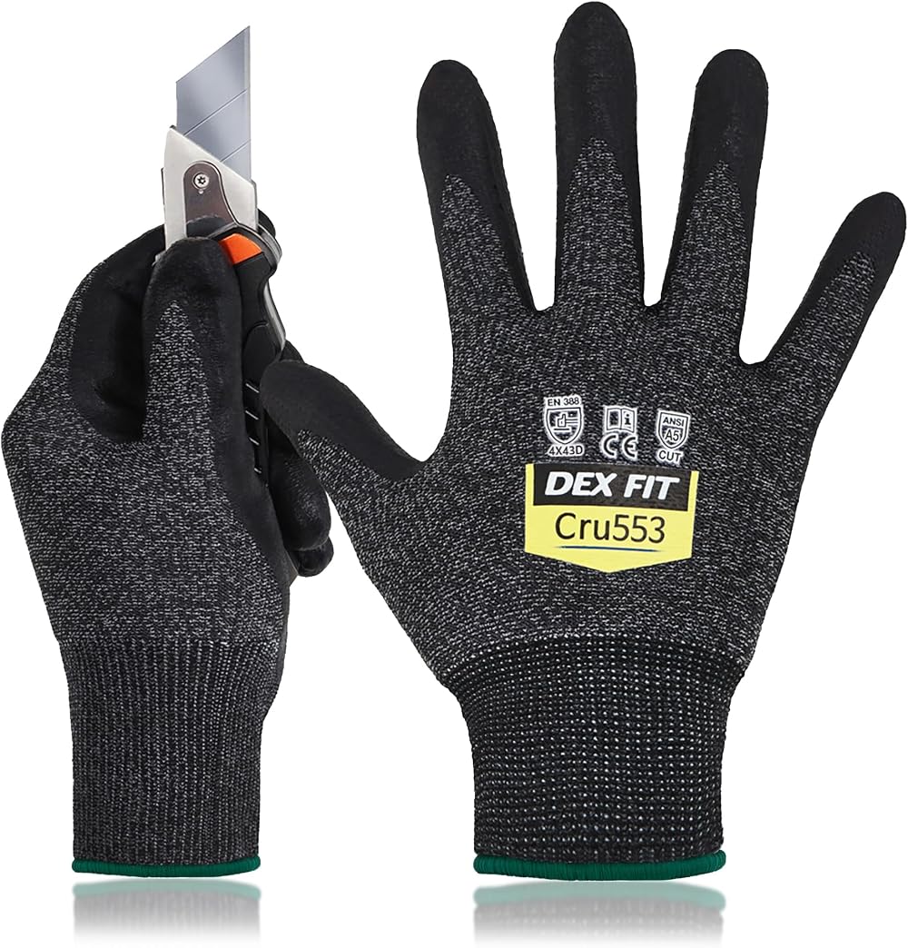DEX FIT Level 5 Cut Resistant Gloves CR553 Prime 3D Comfort Touch Screen