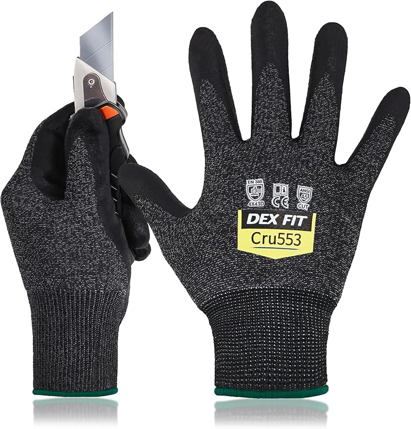 DEX FIT Level 5 Cut Resistant Gloves CR553 Prime 3D Comfort Touch Screen