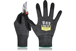 DEX FIT Level 5 Cut Resistant Gloves Cru553, 3D-Comfort Fit, Firm Grip, Thin & Lightweight, Touch-Screen Compatible, Durable, Breathable & Cool, Machine Washable; Black Grey M (8) 1 Pair