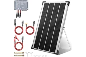 VOLT HERO 30W Solar Panel Kit, 12V Solar Battery Trickle Charger & Maintainer with Adjustable Mount Bracket, Upgraded Solar Charge Controller, IP65 Waterproof for Motorcycle Boat RV Trailer Car ATV