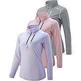 Liberty Imports 3 Pack: Women's Quick Dry Long Sleeve Quarter Zip Pullover Workout Shirts with Thumb Holes and Pocket