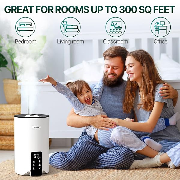 HUMIDIFIERS FOR BEDROOM SMART CONTROL – DUAL MIST COOL & WARM MIST HUMIDIFIER 4L BIG CAPACITY TOP FILL WATER TANK, QUIE HUMIDIFIER, FOR LARGE ROOMS HOME LIVING OFFICE BABY – ULTRASONIC HUMIDIFIER