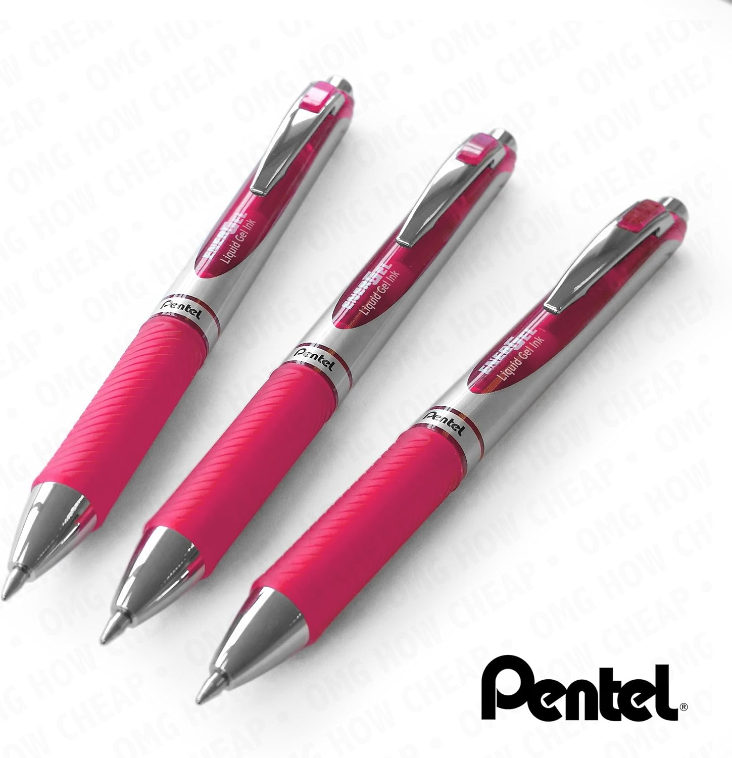 Pentel EnerGel XM BL77 - Retractable Liquid Gel Ink Pen - 0.7mm - 54% Recycled - Pink - Pack of 3, 1 count (Pack of 3)