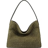 Queenoris Suede Purses Bag for Women, Top Handle Shoulder Bag Vegan Leather Hobo Bag Slouchy Travel Tote Bag Satchel for Work