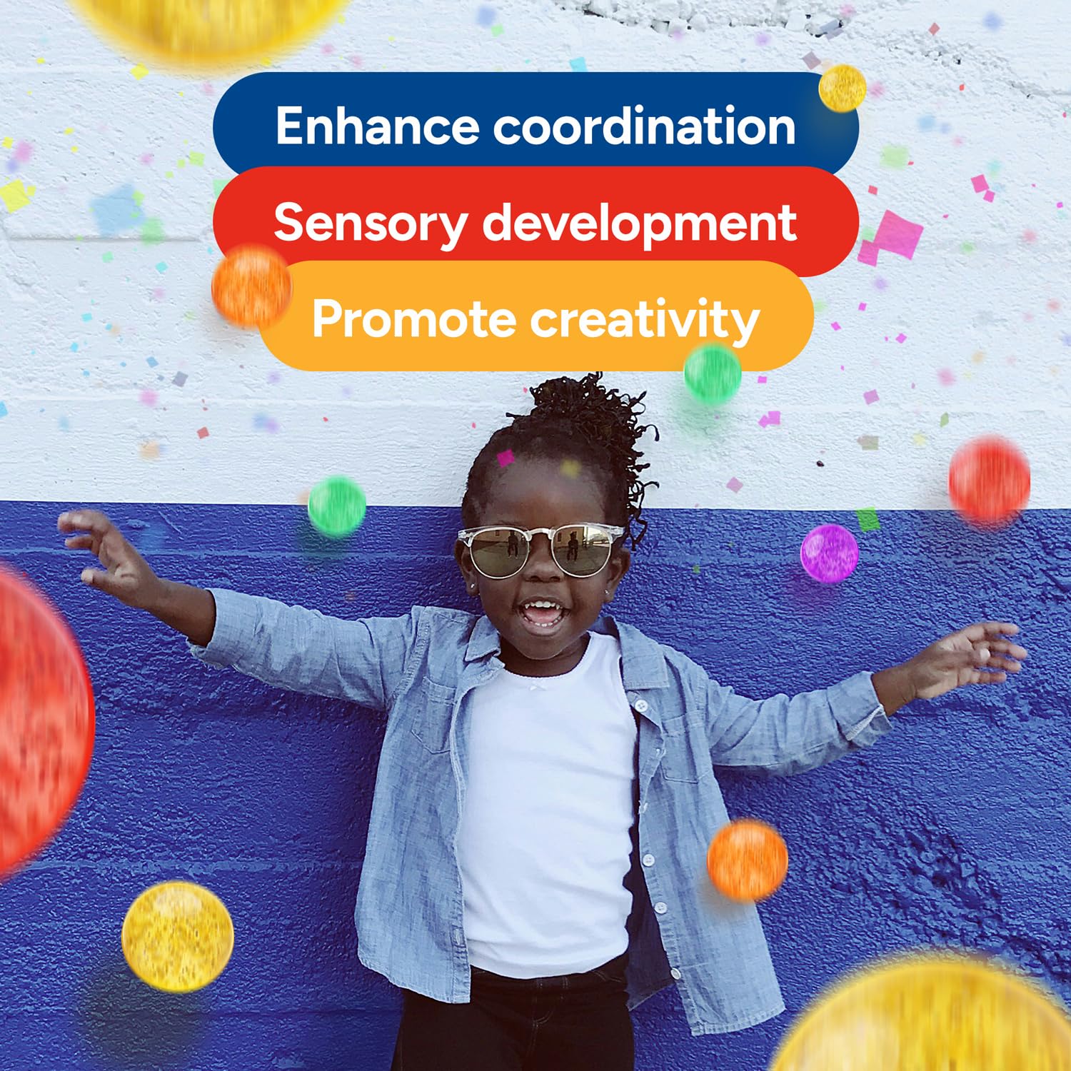 Entervending Bouncy Balls - Glitter Bounce Balls Bulk - Party Favors - Rubber Balls for Kids - Large Bouncy Ball 45 mm - Super Bouncy Balls Gift for Kids