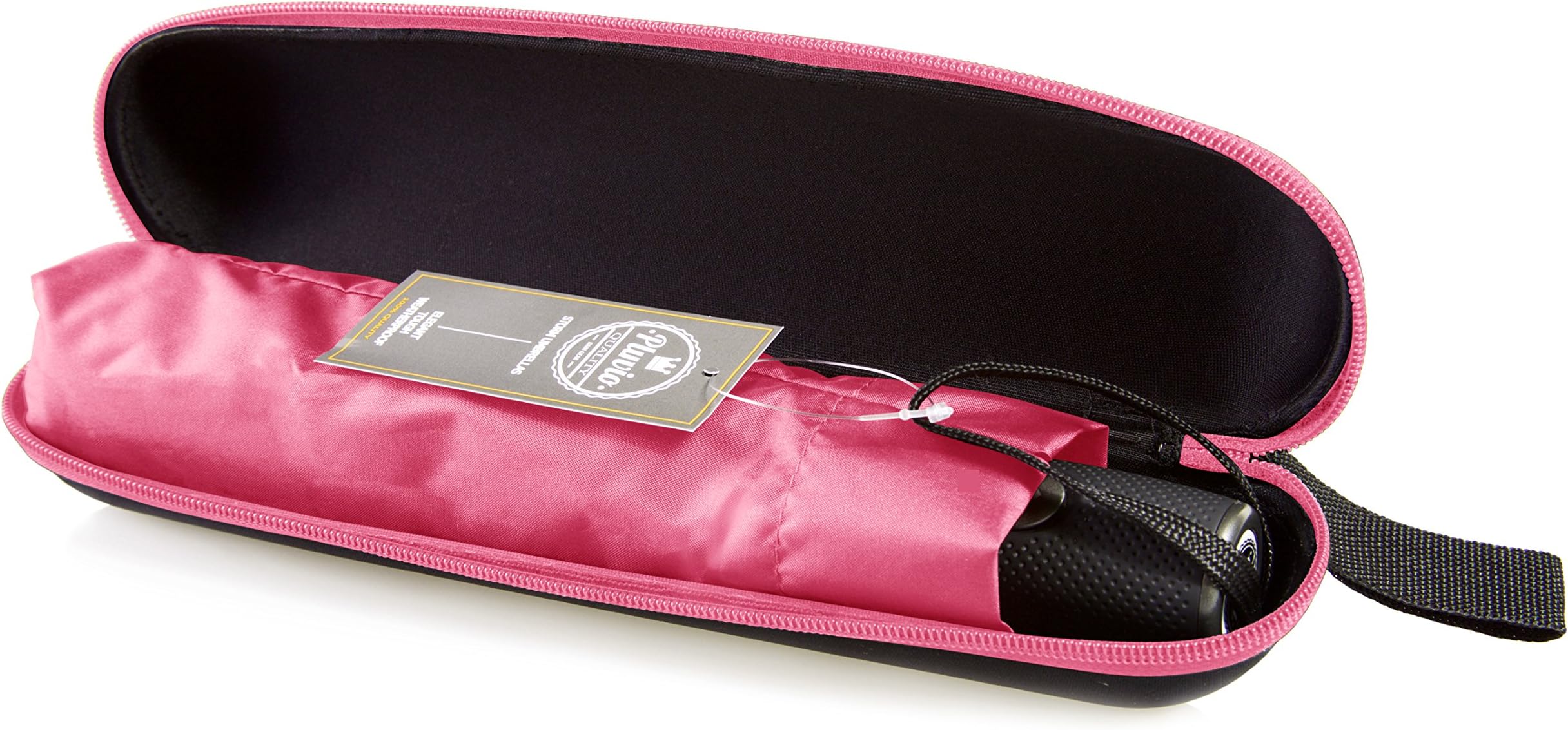 Folding Windproof Stormproof Automatic Umbrella/Brolly For Women/Ladies With Zipper Case (Coral Pink)