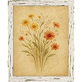 puthiac 8x10 Rustic Picture Frame, Farmhouse Distressed Wood Photo Frame, Shatterproof Acrylic Front, Wall & Tabletop, Vertical/Horizontal, Vintage Art Print Included – Distressed White