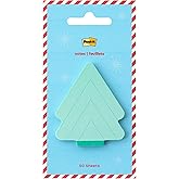 Post-it Jingle Sticky Notes, Christmas Tree Design, 2 in. x 2.5 in., 1 Holiday Tree-Shaped Christmas Themed Cute Sticky Note Pad with 50 Sheets