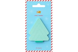 Post-it Jingle Sticky Notes, Christmas Tree Design, 2 in. x 2.5 in., 1 Holiday Tree-Shaped Christmas Themed Cute Sticky Note Pad with 50 Sheets