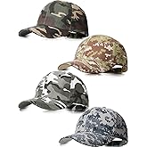 Geyoga 4 Pieces Men Camouflage Baseball Cap Army Military Camo Adjustable Hat Camouflage Outdoor Sports Plain Cap Camo Tactical Hat Hunting Fishing Hats for Men Women