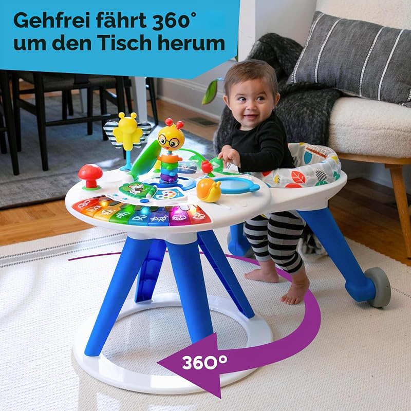 , Around We Grow 4-in-1 Spieltisch & Lauflernhilfe mit Lichtern & Musik, Lauflernwagen mit Spielstation,15 Aktivität Spielzeug, 360° drehender Sitz, höhenverstellbar, Kinder ab 6 Monaten
