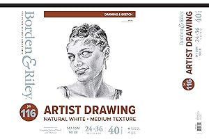 Borden & Riley 24" x 36" #116 Artist Drawing/Sketch Vellum Pad, 90 lb., 40 White Sheets, 1 Pad Each