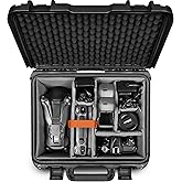 Lekufee Waterproof Hard Carrying Case with Padded Dividers for DJI Mavic 4 Pro, Air 3S, Mini 5 Pro/4/3, Partial Sony/Canon/Nikon Camera and Lens, and Accessories - Black