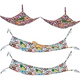COMSUN 4 Pack Bearded Dragon Hammock with Suction Cup, Reptile Hammocks | Lounger Suitable for Resting or Sleeping, Fabric Reptile Hammock for Lizards, Chameleon and Gecko (Rectangle and Triangle)
