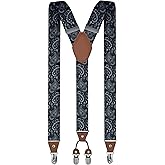 trilece Mens Suspenders Solid Straight Clip Adjustable Y Back Costume Wedding Prom Tuxedo Dress Suspenders